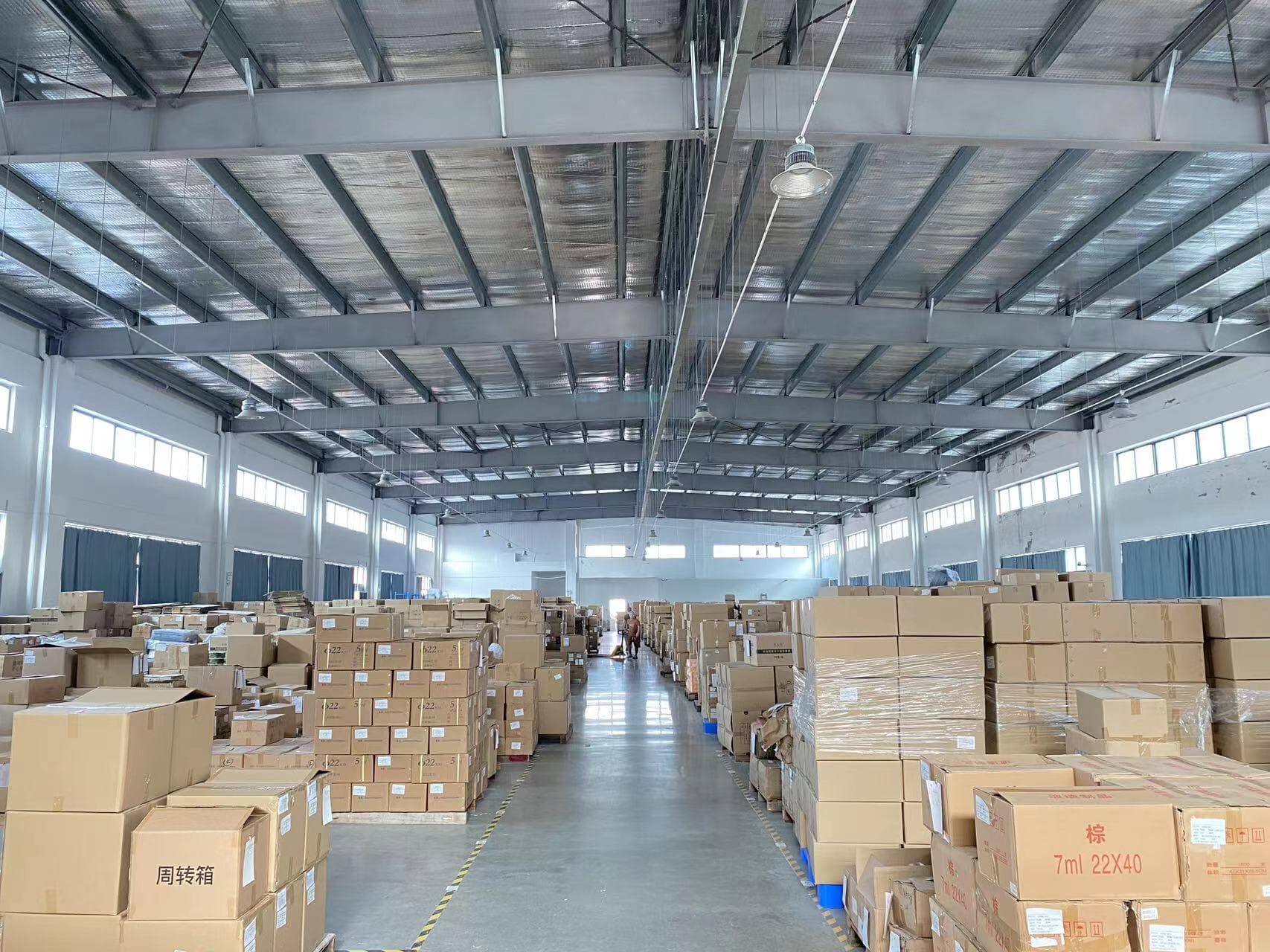 Warehouse with packed cartons ready for fulfillment