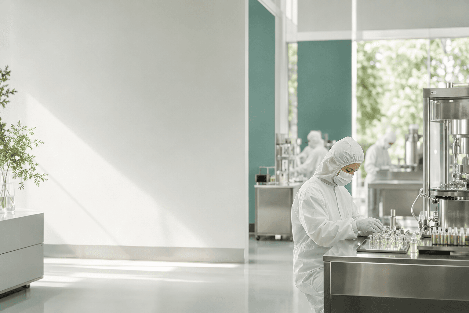Aurastin production team preparing vial batches