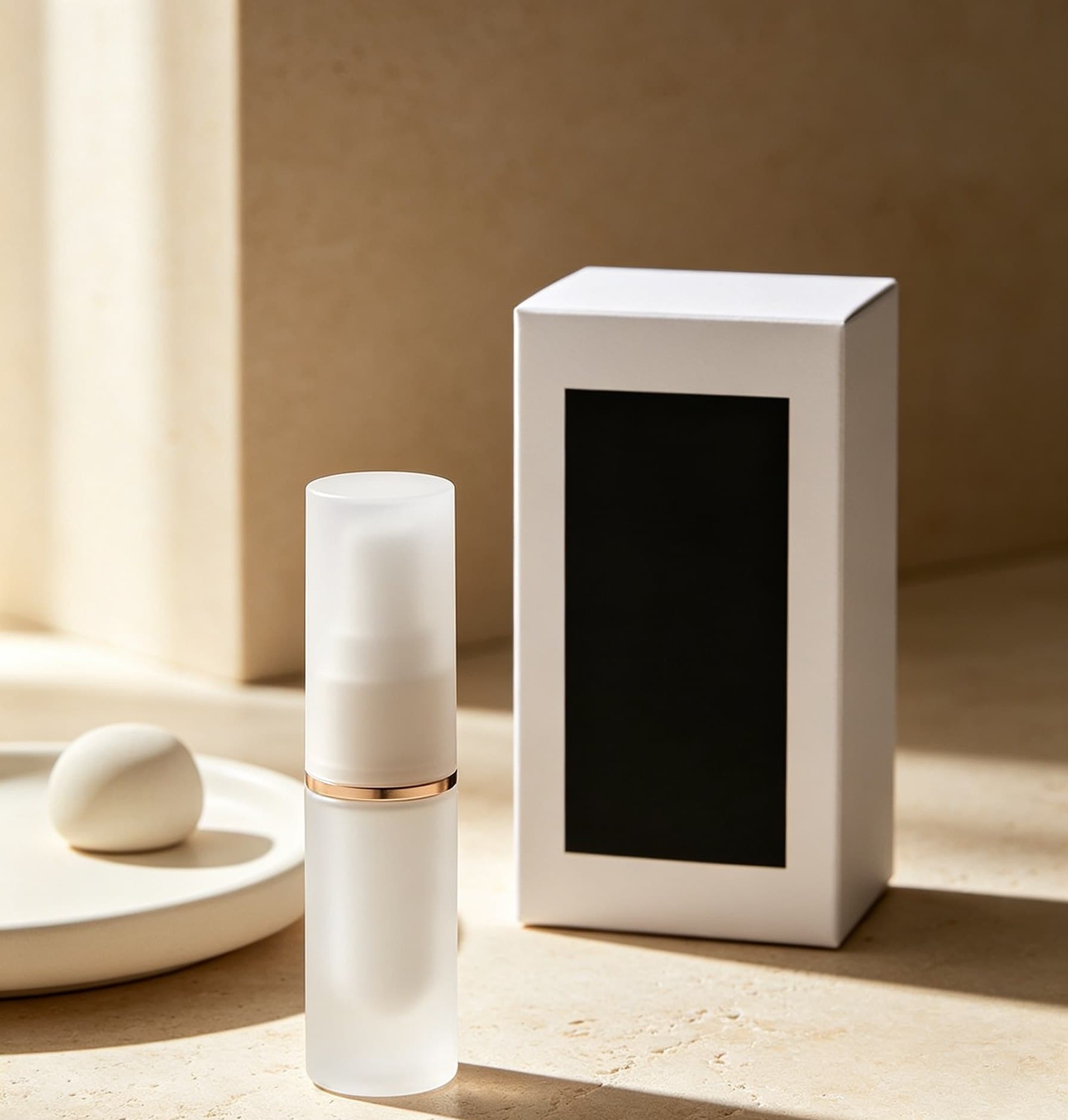 Matte white ampoule and carton packaging concept