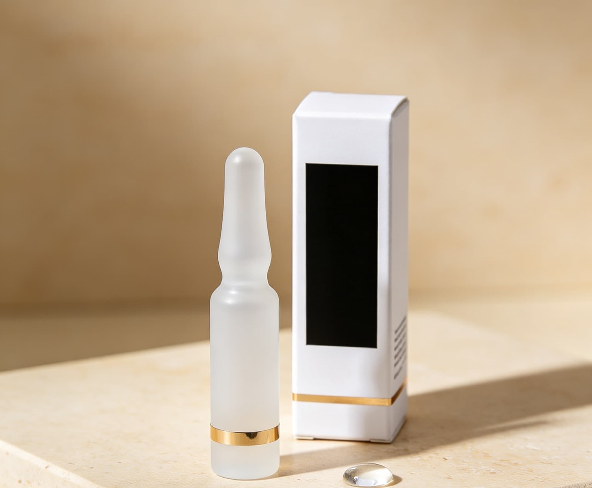 Matte white ampoule and carton packaging concept